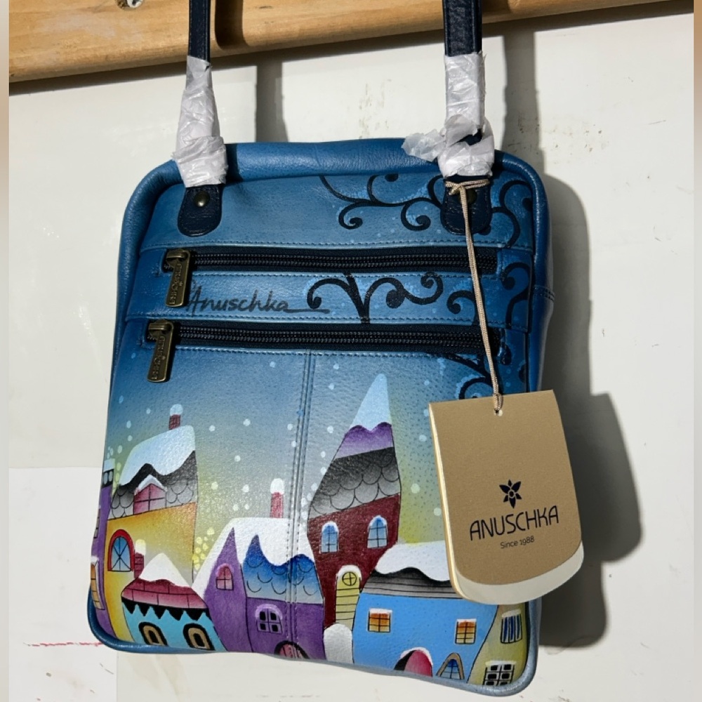 NWT ANNA by Anuschka: Hand Painted Genuine Leather Travel Organizer Crossbody